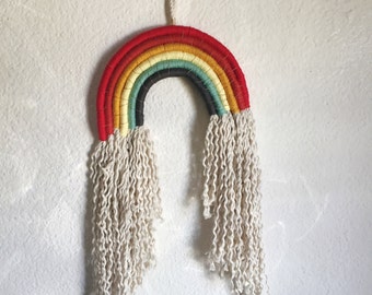 Six Strand Peach Woven Rainbow Wall Hanging