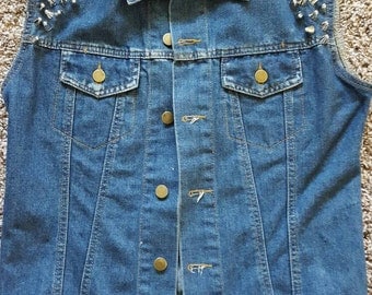 Spike Studded Denim Vest S/M