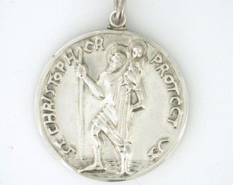 St. Christopher Sterling Silver Pendant Medallion circa 1958 SS10051