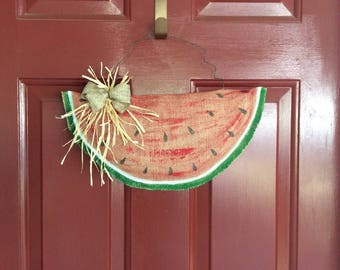 Watermelon summer burlap door hanger