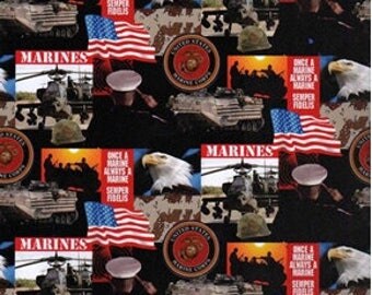 Military Fabric / Marine Corps Fabric / Fabrique Innovations 021-M / By The Yard and Fat Quarters