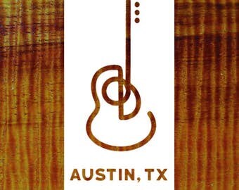 Austin, Texas Guitar Vinyl Sticker Decal