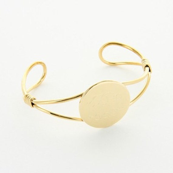 Items similar to Engraved Gold Tone Cuff Bracelet on Etsy