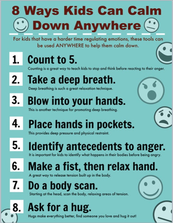 Printable Poster for Helping Children Calm Down