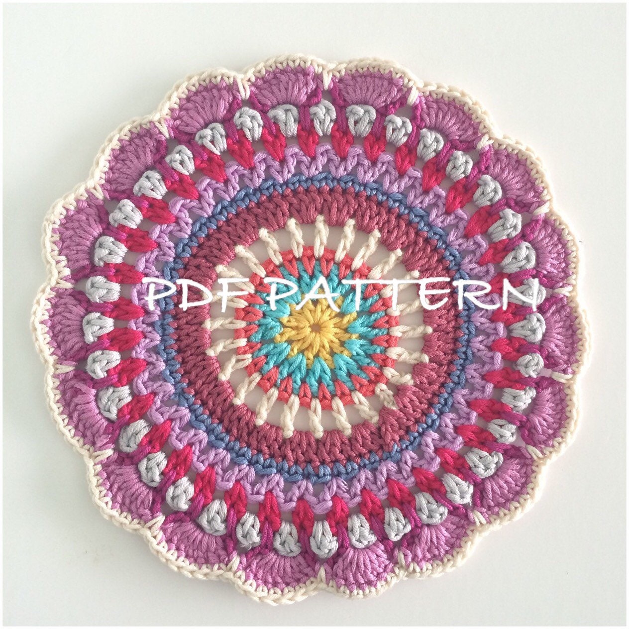 Crochet Mandala Pattern Mandala Doily patternCrochet