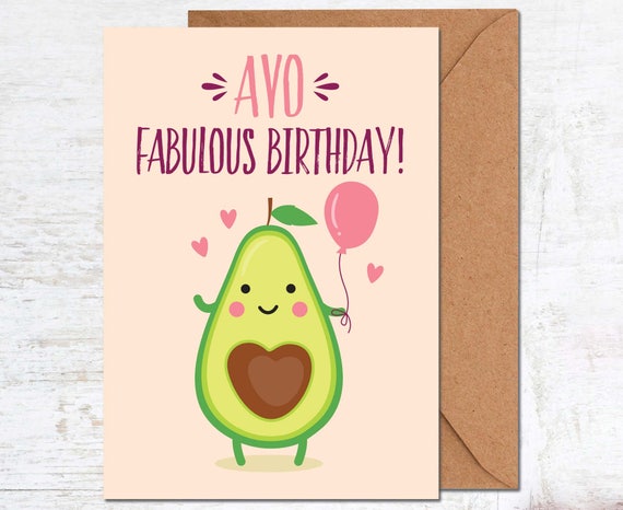 Avocado Birthday Card Vegetarian Birthday Card Birthday Card
