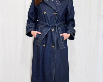 Personality Retro Long Denim Trench Coat