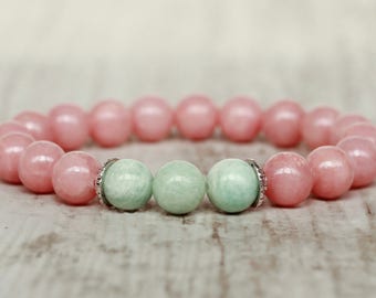 cute bracelet pink turquoise bracelet women present for mom birthday gift for her beaded bracelet summer kawaii bracelet girlfriend gift