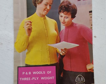 REDUCED IN PRICE -Vintage Knitting Pattern / / 1950's /P&B / 1180