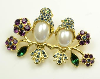 Trifari™ Rhinestone and Faux Pearl Pin
