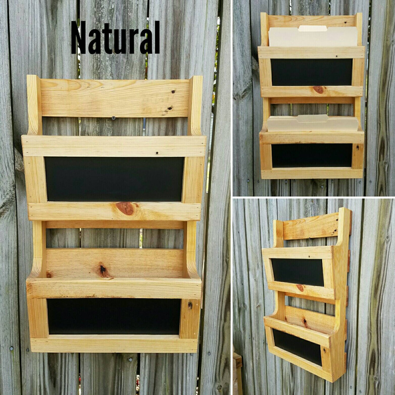Reclaimed Pallet Wood 2 Pocket Vertical Wall Organizer with