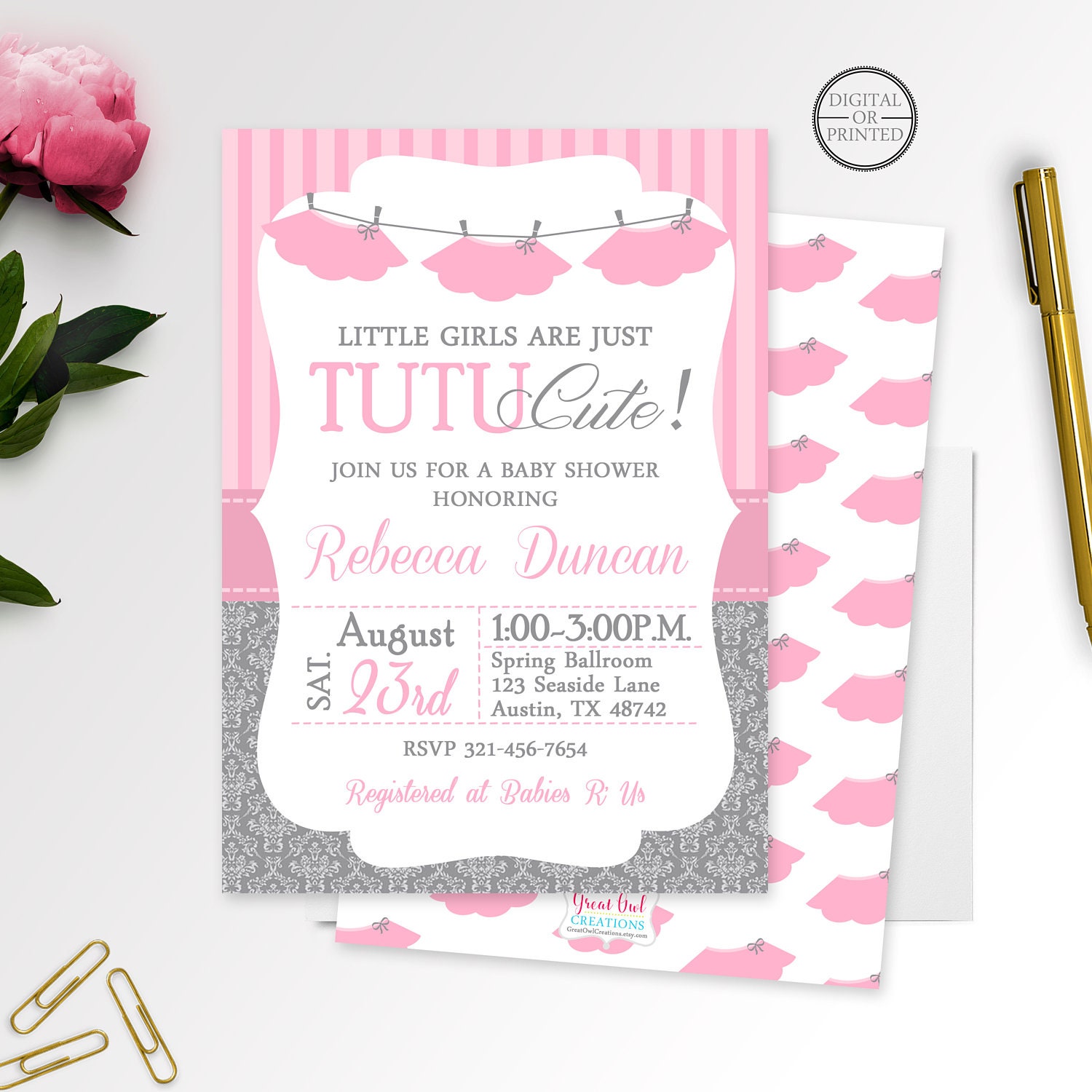 Tutu Baby Shower Invitation Girl Baby Shower Invitations