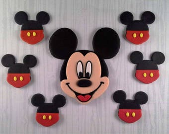 Mickey Mouse cake topper & 6 cupcake toppers set boy or girl