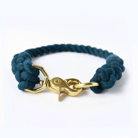 Custom Teal Rope Dog Collar