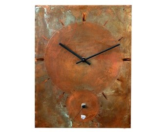 Patina copper clock, Wall clock, Home decor, Original clock, Hand made clock, design clock, clock, rustic clock, clocks