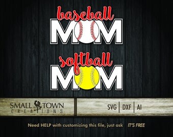 Baseball-Softball MOM SVG Cut Files - Vinyl Cutters, Screen Printing, Silhouette, Die Cut Machines, & More