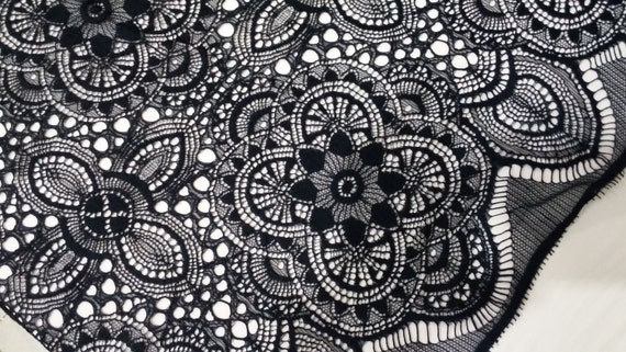 Black lace Fabric, French Lace, Wedding Lace, Bridal lace, black Lace, Chantilly Lace