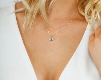 Evil Eye Necklace, Gold Evil Eye Necklace, Protection Necklace, Hamsa Necklace, Evil Eye Hamsa Necklace, Evil Eye Gold Necklace, Amulet