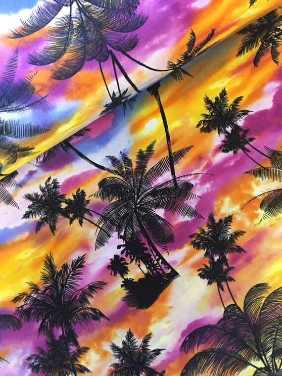 Items similar to Sunset fabric - Tropical fabric - Surf - beach ...