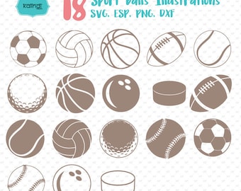 Sports ball svg files, baseball, football, volleyball, golf, hockey, softball, tennis, basketball, soccer, svg, cut files. Id#svgsp2