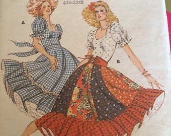 Vintage 80s Kwik Sew 913 Square Dance/Dirndl Pattern-Sizes 6 to 12