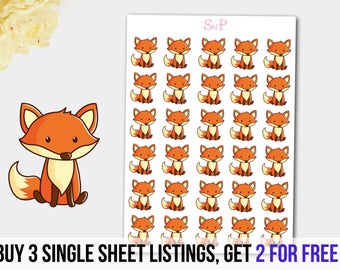 Fox Stickers, Fox Planner Stickers, Fox Sticker, Animal Stickers