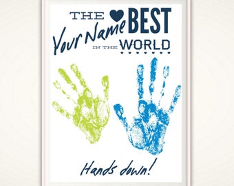 CUSTOM Handprint Art - Personalized Handprint, Gift from Kids, Gift from Grandkids, DIY Gift Idea, PRINTABLE Personalized Gift, Hand Print