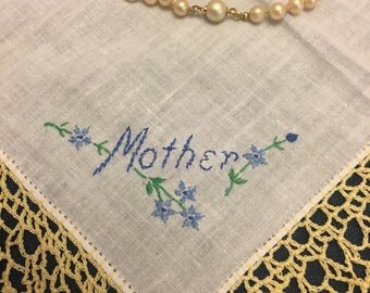 Mother-of-the-Bride Hankie, FREE SHIPPING Bridal Handkerchief Wedding Vintage Yellow Mother-of-the-Groom Gift Hanky Gifts Mother's Day