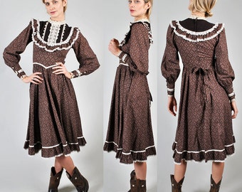 Vintage Gunne Sax floral print prairie dress A3