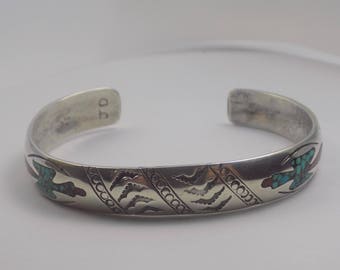 Beautiful sterling silver native American cuff bracelet