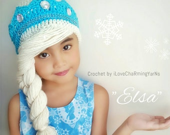 Elsa braid,elsa frozen hat,disney crochet hat,crochet elsa frozen wig hat,frozen elsa hat,frozen crochet hat,princess crochet hat,elsa wig