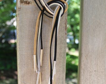 boho sueded leather wrap choker necklace