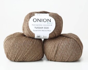 Silk and merino wool yarn Onion Knit Tussah Silk, 50 g per skein, knitting yarn, wool yarn, merino wool, silk merino yarn, knitting thread