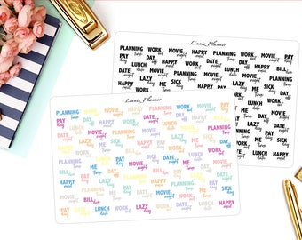Planner Words (matte planner sticker, Erin Condren, Happy Planner, Filofax, Kikki K)