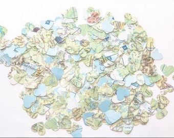 1000 x World Map Confetti Hearts