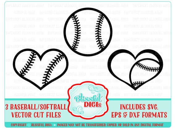 Download Baseball/Softball Heart Vector Cut Files/Perfect for Decals