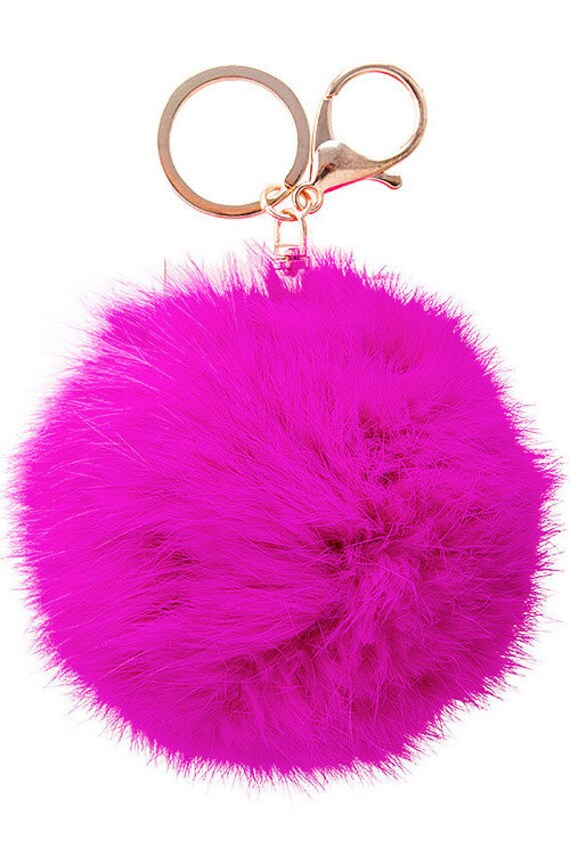 Rabbit Fur Pom pom Key Chain fluff ball keychain pompom