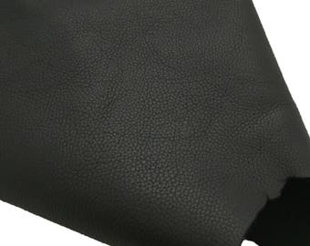 Pebbled Black Leather Scrap / Black Leather Remnant / Black Leather Fabric / Genuine Leather