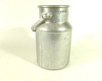 French Vintage Aluminum Milk Jug, Vintage Milk Canister, Milk Jar, Rustic Kitchen Decor