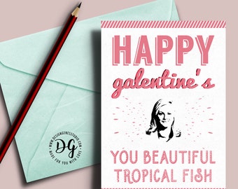 Happy Galentine's day card, Leslie Knope quote, Happy galentine's day, Leslie knope galentines, parks recreation, beautiful tropical fish
