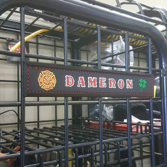 Firefighter Locker Name Tag Stitched Gear by RidgewayLeatherworks