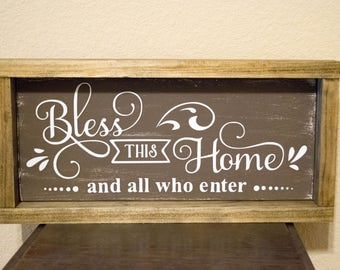 Bless this Home wood sign - Home Wood Sign - Personalized Wood Sign