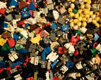 Bulk Lego Lot of 100 + Mini Figure Parts and Accessories Creates 25 Mini Figures Great Gift!