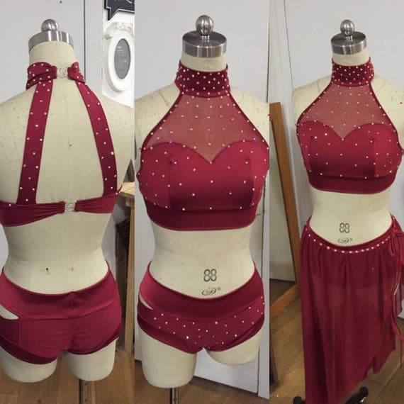 Ayesha full pole dance outfit brickwork of crystals plus