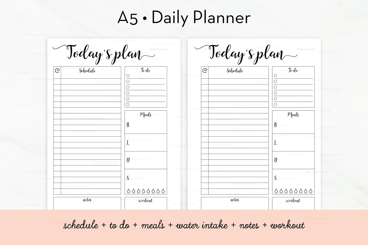 daily planner printable daily schedule a5 inserts to do
