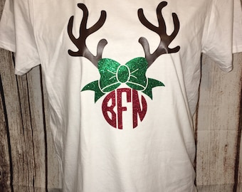 Christmas Shirt Personalized Christmas TShirt Personalized Reindeer TShirt Reindeer Shirt Christmas Shirt Holiday Shirt