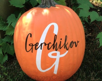 Monogrammed Pumpkin - DIY Pumpkin Decal - Personalized Pumpkin - Halloween Pumpkin - Thanksgiving Pumpkin Decal - Last Name Pumpkin