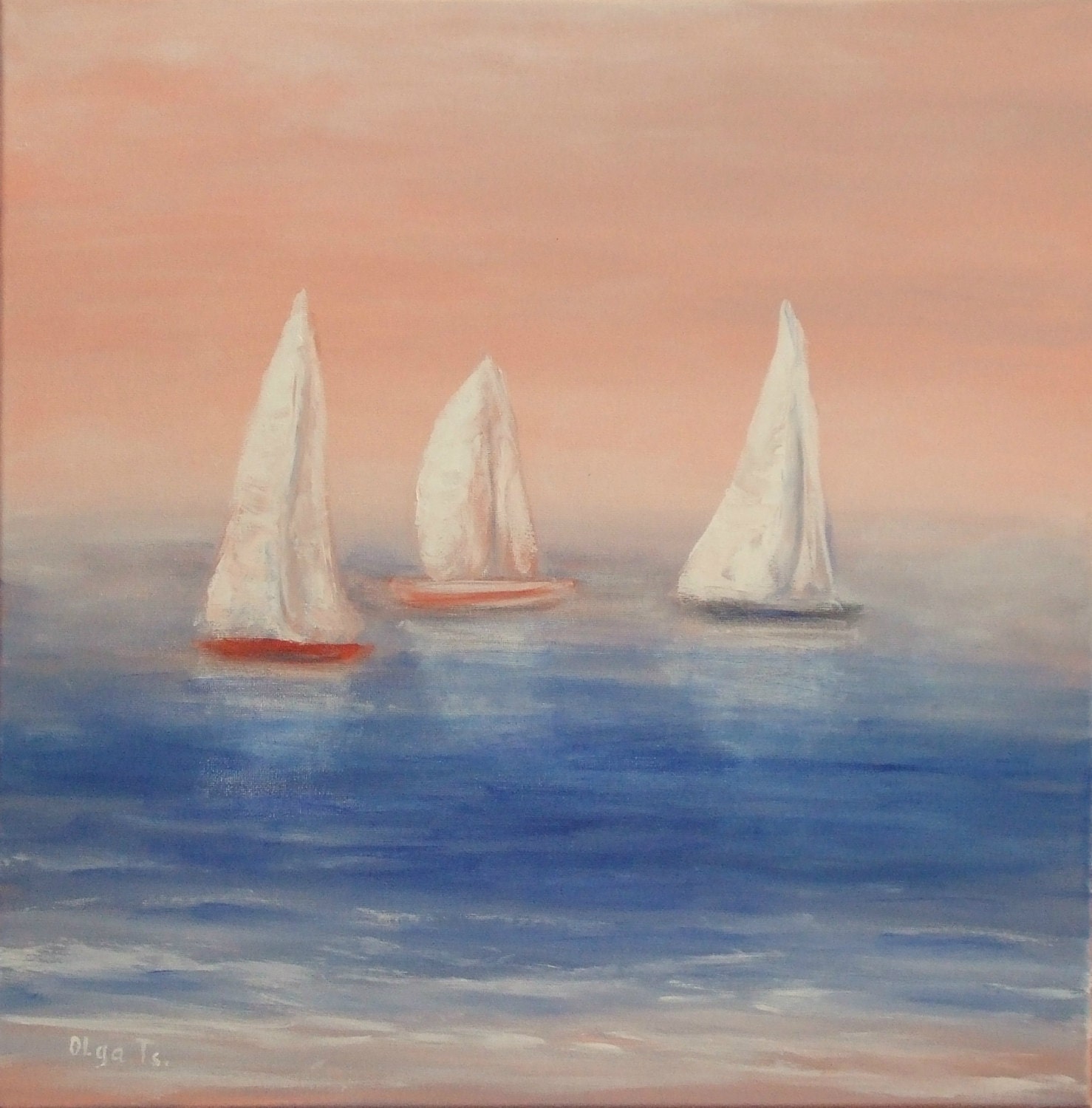 Sailboat art Ocean paintings boat painting Gift for friend