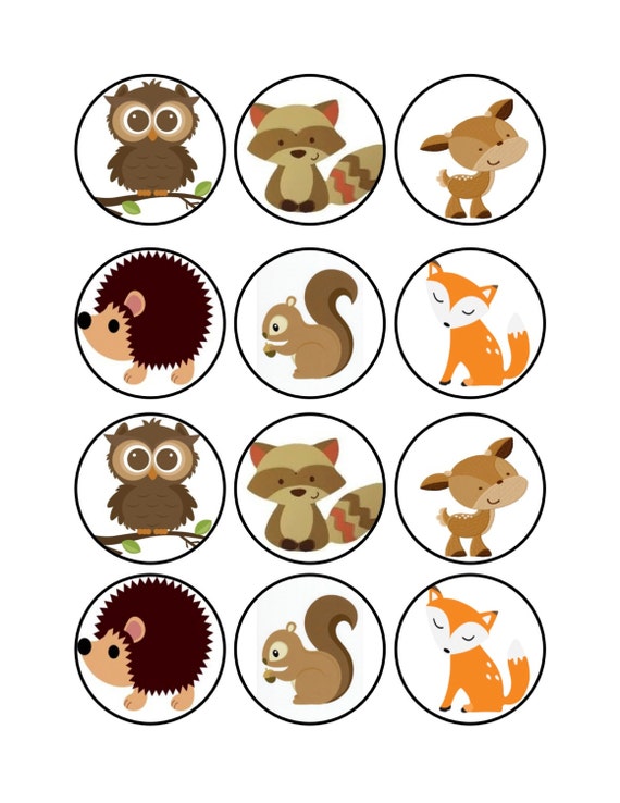 Edible Woodland Animals Cupcake Cookie Toppers