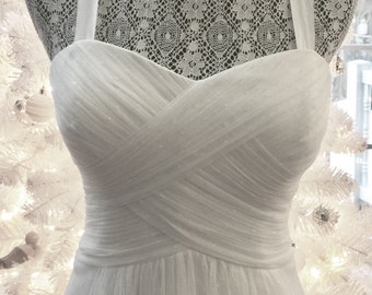 GODDESS FANTASY BEACH Wedding Dress by Galina /Fairytale Wedding Dress /Simple White Gown/White Swiss Dot Tulle Layers Go
